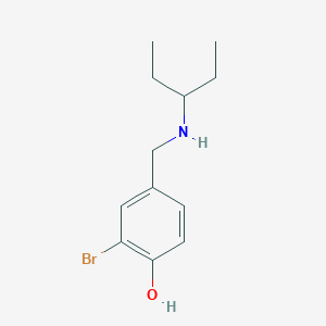 molecular formula C12H18BrNO B13273080 2-Bromo-4-{[(pentan-3-yl)amino]methyl}phenol 