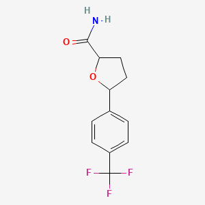 molecular formula C12H12F3NO2 B13273089 5-[4-(Trifluoromethyl)phenyl]oxolane-2-carboxamide 