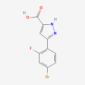 molecular formula C10H6BrFN2O2 B13273149 5-(4-Bromo-2-fluorophenyl)-1H-pyrazole-3-carboxylic acid 