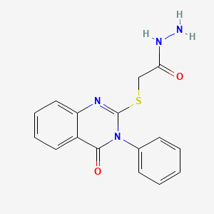 molecular formula C16H14N4O2S B13273254 2-[(4-Oxo-3-phenyl-3,4-dihydroquinazolin-2-yl)sulfanyl]acetohydrazide 