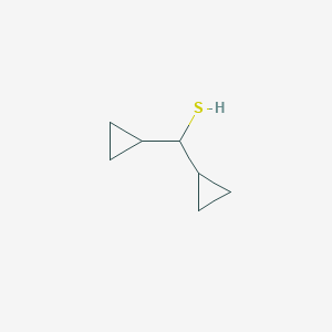 molecular formula C7H12S B13273270 Dicyclopropylmethanethiol 