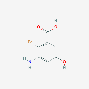 molecular formula C7H6BrNO3 B13273287 3-Amino-2-bromo-5-hydroxybenzoic acid 