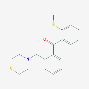 molecular formula C19H21NOS2 B1327334 2-Thiomethyl-2'-thiomorpholinomethyl benzophenone CAS No. 898781-66-3