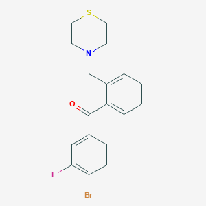 B1327337 4-Bromo-3-fluoro-2'-thiomorpholinomethyl benzophenone CAS No. 898781-94-7