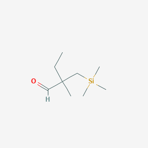 molecular formula C9H20OSi B13273372 2-Methyl-2-[(trimethylsilyl)methyl]butanal 