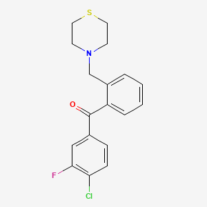 B1327338 4-Chloro-3-fluoro-2'-thiomorpholinomethylbenzophenone CAS No. 898781-96-9