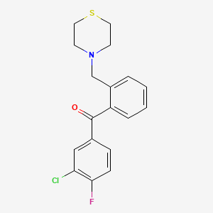 molecular formula C18H17ClFNOS B1327339 3-Chloro-4-fluoro-2'-thiomorpholinomethyl benzophenone CAS No. 898781-98-1