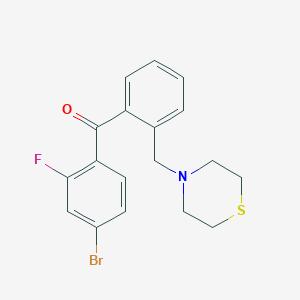 molecular formula C18H17BrFNOS B1327342 4-Bromo-2-fluoro-2'-thiomorpholinomethyl benzophenone CAS No. 898782-14-4