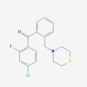 molecular formula C18H17ClFNOS B1327344 4-Chloro-2-fluoro-2'-thiomorpholinomethyl benzophenone CAS No. 898782-23-5