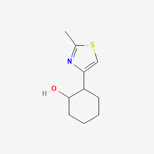 molecular formula C10H15NOS B13273443 2-(2-Methyl-1,3-thiazol-4-yl)cyclohexan-1-ol 