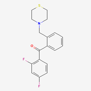 molecular formula C18H17F2NOS B1327345 2,4-Difluoro-2'-thiomorpholinomethyl benzophenone CAS No. 898782-41-7