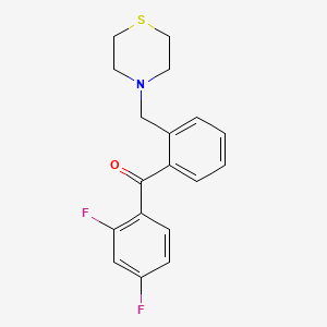 molecular formula C18H17F2NOS B1327345 2,4-二氟-2'-硫代吗啉甲基二苯甲酮 CAS No. 898782-41-7