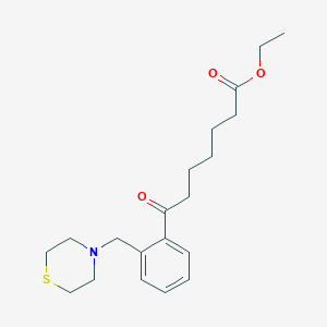 molecular formula C20H29NO3S B1327351 Ethyl 7-oxo-7-[2-(thiomorpholinomethyl)phenyl]heptanoate CAS No. 898782-66-6