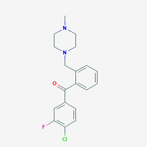 molecular formula C19H20ClFN2O B1327355 4-Chloro-3-fluoro-2'-(4-methylpiperazinomethyl) benzophenone CAS No. 898783-27-2