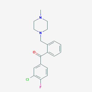 molecular formula C19H20ClFN2O B1327356 3-氯-4-氟-2'-(4-甲基哌嗪基甲基)苯并苯酮 CAS No. 898783-29-4