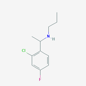 molecular formula C11H15ClFN B13273596 [1-(2-Chloro-4-fluorophenyl)ethyl](propyl)amine 