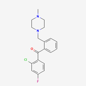 molecular formula C19H20ClFN2O B1327361 2-Chloro-4-fluoro-2'-(4-methylpiperazinomethyl) benzophenone CAS No. 898762-21-5
