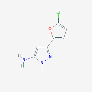 molecular formula C8H8ClN3O B13273628 3-(5-Chlorofuran-2-yl)-1-methyl-1H-pyrazol-5-amine 