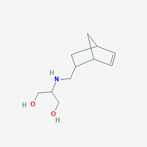 molecular formula C11H19NO2 B13273636 2-({Bicyclo[2.2.1]hept-5-en-2-ylmethyl}amino)propane-1,3-diol 