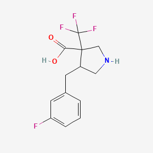 molecular formula C13H13F4NO2 B13273747 4-[(3-Fluorophenyl)methyl]-3-(trifluoromethyl)pyrrolidine-3-carboxylic acid 