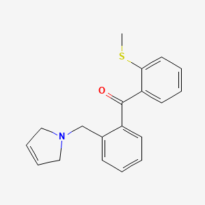 molecular formula C19H19NOS B1327375 2-(3-吡咯烷甲基)-2'-硫代甲基苯甲酮 CAS No. 898763-02-5