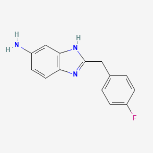 molecular formula C14H12FN3 B13273799 2-[(4-Fluorophenyl)methyl]-1H-1,3-benzodiazol-5-amine 