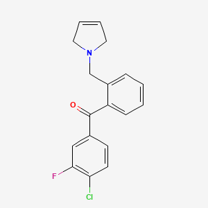 molecular formula C18H15ClFNO B1327380 (4-Chloro-3-fluorophenyl)(2-((2,5-dihydro-1H-pyrrol-1-yl)methyl)phenyl)methanone CAS No. 898763-41-2