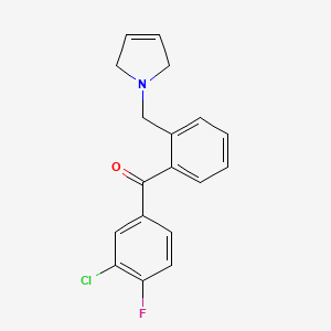molecular formula C18H15ClFNO B1327381 (3-Chloro-4-fluorophenyl)(2-((2,5-dihydro-1H-pyrrol-1-yl)methyl)phenyl)methanone CAS No. 898763-44-5