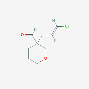 molecular formula C9H13ClO2 B13273826 3-(3-Chloroprop-2-en-1-yl)oxane-3-carbaldehyde 