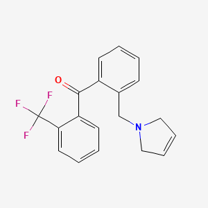 molecular formula C19H16F3NO B1327383 (2-((2,5-Dihydro-1H-pyrrol-1-yl)methyl)phenyl)(2-(trifluoromethyl)phenyl)methanone CAS No. 898763-53-6