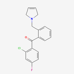 molecular formula C18H15ClFNO B1327386 (2-Chloro-4-fluorophenyl)(2-((2,5-dihydro-1H-pyrrol-1-yl)methyl)phenyl)methanone CAS No. 898763-64-9