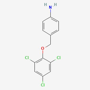 molecular formula C13H10Cl3NO B13273905 4-[(2,4,6-Trichlorophenoxy)methyl]aniline 