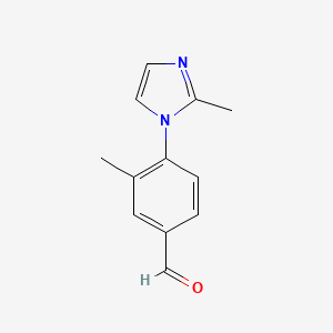 molecular formula C12H12N2O B13273934 3-Methyl-4-(2-methyl-1H-imidazol-1-YL)benzaldehyde 