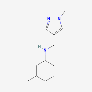 molecular formula C12H21N3 B13273986 3-Methyl-N-[(1-methyl-1H-pyrazol-4-yl)methyl]cyclohexan-1-amine 