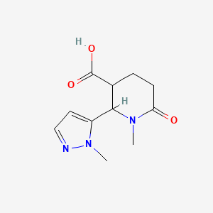 molecular formula C11H15N3O3 B13274062 1-methyl-2-(1-methyl-1H-pyrazol-5-yl)-6-oxopiperidine-3-carboxylic acid 