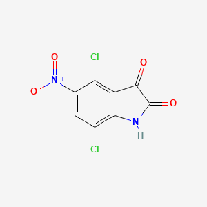 molecular formula C8H2Cl2N2O4 B13274069 4,7-Dichloro-5-nitro-2,3-dihydro-1H-indole-2,3-dione 