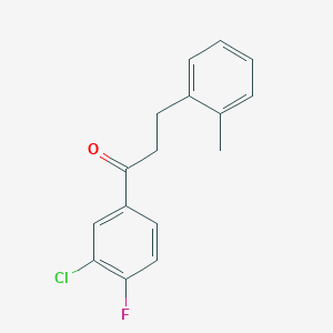 molecular formula C16H14ClFO B1327407 3'-Chloro-4'-fluoro-3-(2-methylphenyl)propiophenone CAS No. 898789-66-7
