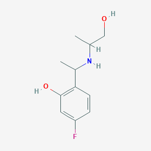 molecular formula C11H16FNO2 B13274089 5-Fluoro-2-{1-[(1-hydroxypropan-2-yl)amino]ethyl}phenol 