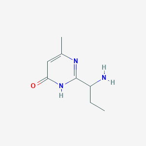 molecular formula C8H13N3O B13274191 2-(1-Aminopropyl)-6-methyl-3,4-dihydropyrimidin-4-one 