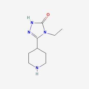 molecular formula C9H16N4O B13274213 4-ethyl-3-(piperidin-4-yl)-4,5-dihydro-1H-1,2,4-triazol-5-one 