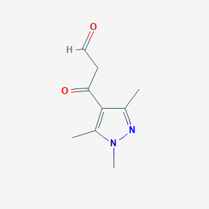 molecular formula C9H12N2O2 B13274226 3-Oxo-3-(trimethyl-1H-pyrazol-4-YL)propanal 