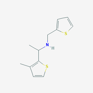 molecular formula C12H15NS2 B13274245 [1-(3-Methylthiophen-2-yl)ethyl](thiophen-2-ylmethyl)amine 