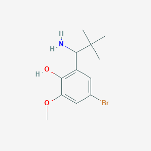 molecular formula C12H18BrNO2 B13274256 2-(1-Amino-2,2-dimethylpropyl)-4-bromo-6-methoxyphenol 