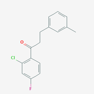 molecular formula C16H14ClFO B1327429 2'-Chloro-4'-fluoro-3-(3-methylphenyl)propiophenone CAS No. 898791-14-5