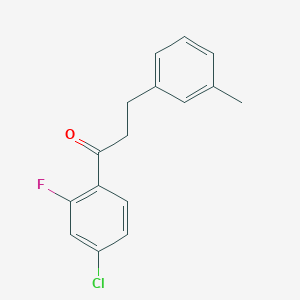 molecular formula C16H14ClFO B1327431 4'-Chloro-2'-fluoro-3-(3-methylphenyl)propiophenone CAS No. 898791-20-3