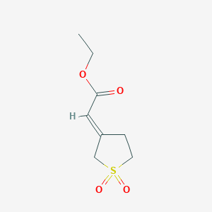 molecular formula C8H12O4S B13274383 Ethyl2-(1,1-dioxo-1lambda6-thiolan-3-ylidene)acetate 