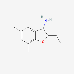 molecular formula C12H17NO B13274405 2-Ethyl-5,7-dimethyl-2,3-dihydro-1-benzofuran-3-amine 