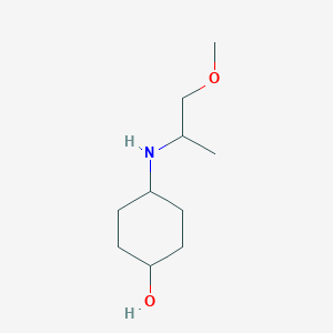 molecular formula C10H21NO2 B13274409 4-[(1-Methoxypropan-2-yl)amino]cyclohexan-1-ol 