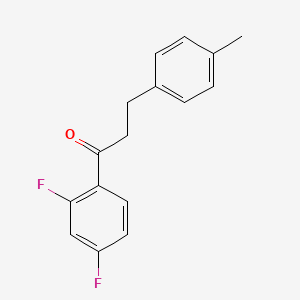 molecular formula C16H14F2O B1327448 2',4'-二氟-3-(4-甲基苯基)丙酮 CAS No. 898769-34-1