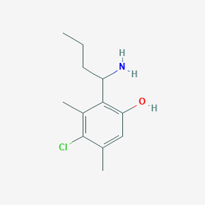 molecular formula C12H18ClNO B13274504 2-(1-Aminobutyl)-4-chloro-3,5-dimethylphenol 